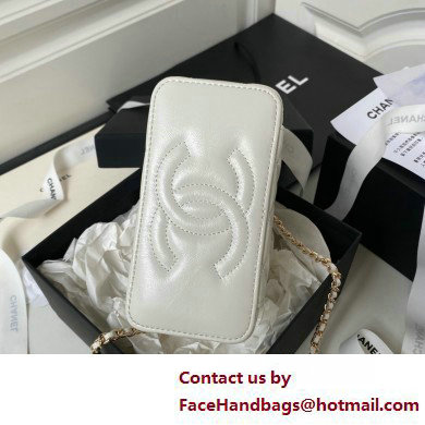 Chanel Shiny Crumpled Lambskin, Imitation Pearls  &  Gold-Tone Metal Clutch with Chain Bag AP3804 White 2025